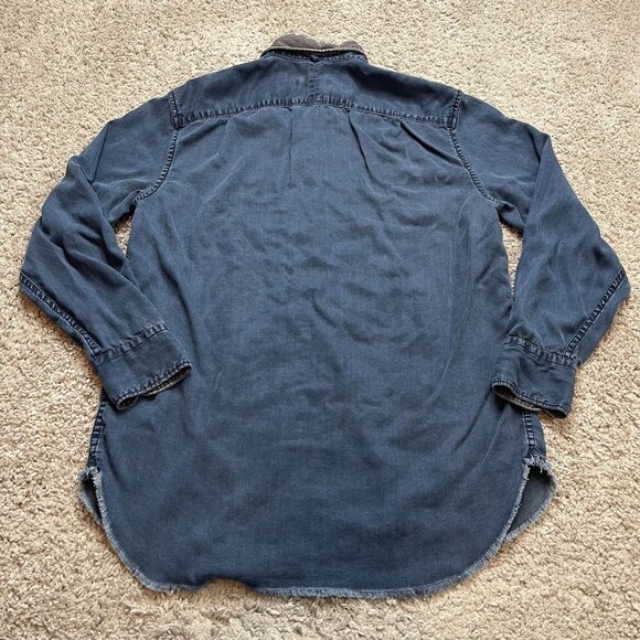 Rag and Bone Tencel Chambray Button Down Shirt Black Collar Mens Small - Picture 7 of 7